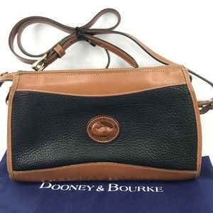 Vintage 80's Dooney & Bourke Black Crossbody Bag in All-Weather Leather